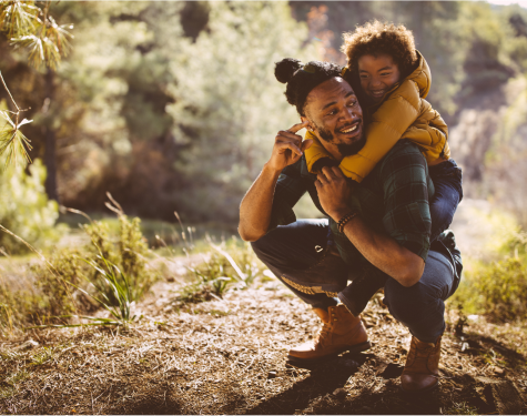 A father and son enjoying time outdoors